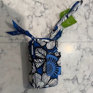 Vera Bradley Black and Blue Floral Wristlet